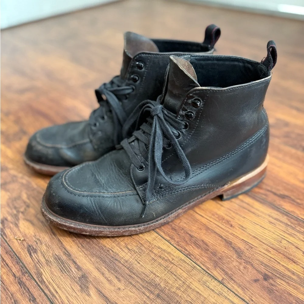 Rag & Bone Men’s Rowan Black Leather Cowhide Lace Up Boots | Size 41 / US 8